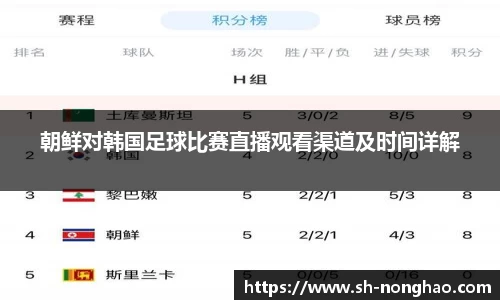 朝鲜对韩国足球比赛直播观看渠道及时间详解
